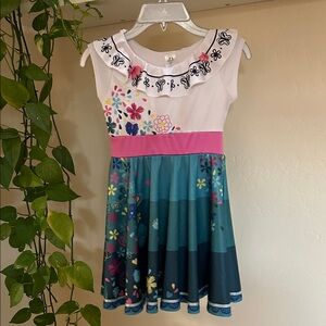 Encanto Floral Tiered Dress with Pink Waistband